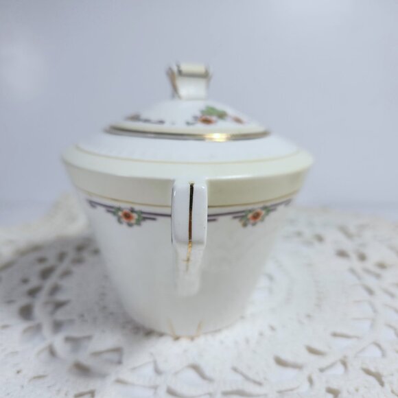 Embassy Maddock Cream and Sugar Set Art Deco circa 1930s Glazed, Gold Lustre - Picture 4 of 11
